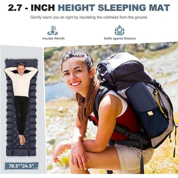 Sleeping Pad - Ultralight Inflatable Sleeping Mat with Built-in Foot Pump - Picture 2 of 7